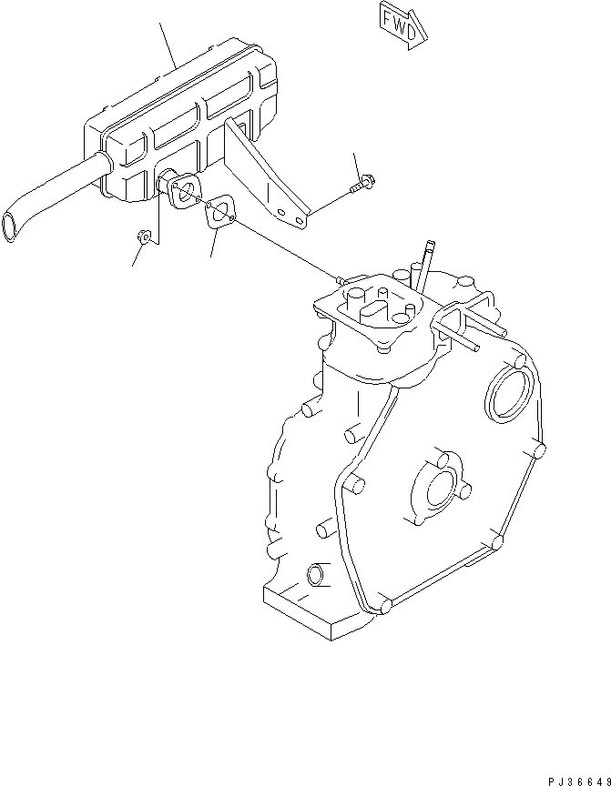 Схема запчастей Komatsu 1D75-1A - ГЛУШИТЕЛЬ ГОЛОВКА ЦИЛИНДРОВ