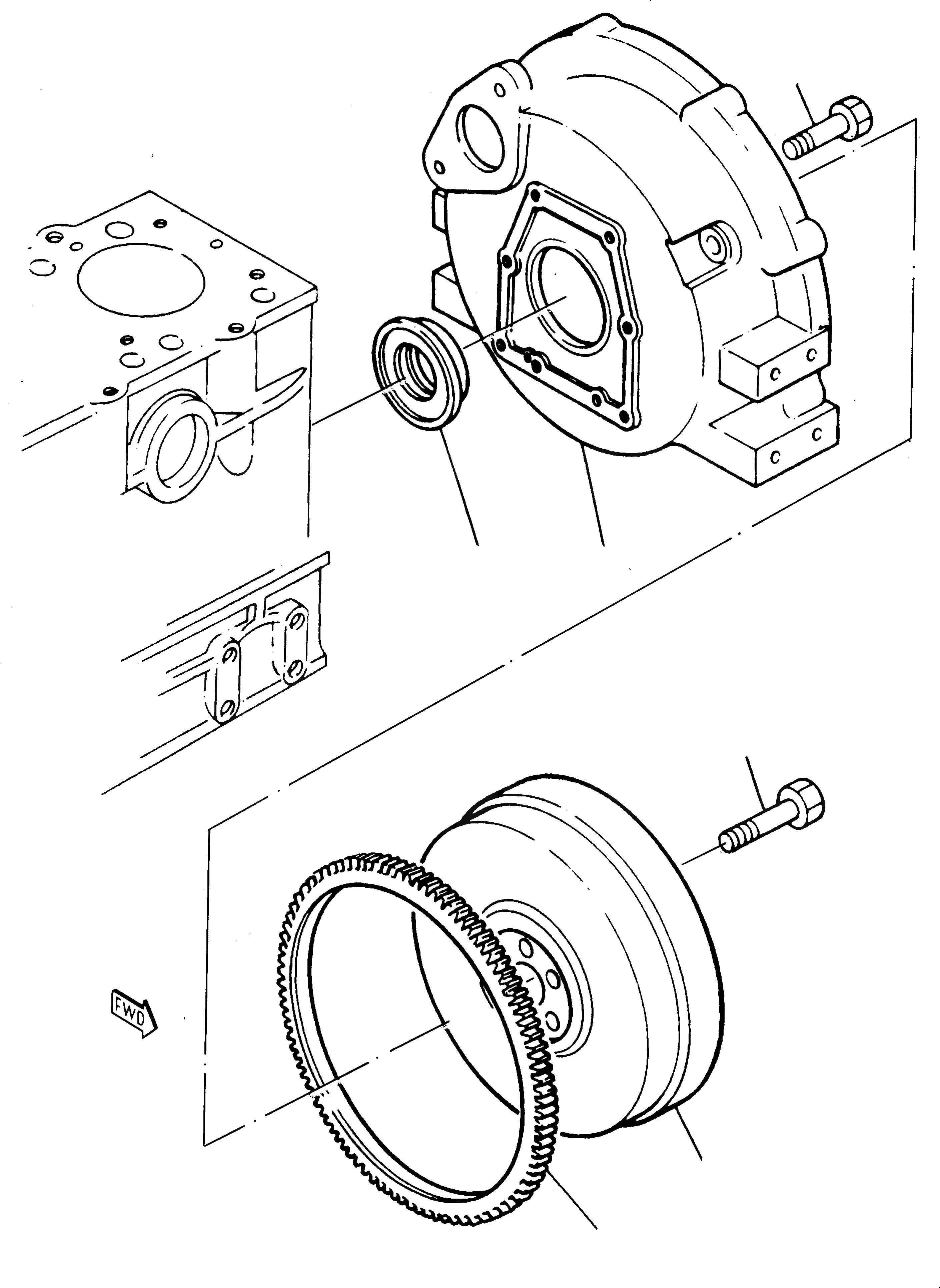 Схема запчастей Komatsu 212 - МАХОВИК И STARTER RING ДВИГАТЕЛЬ