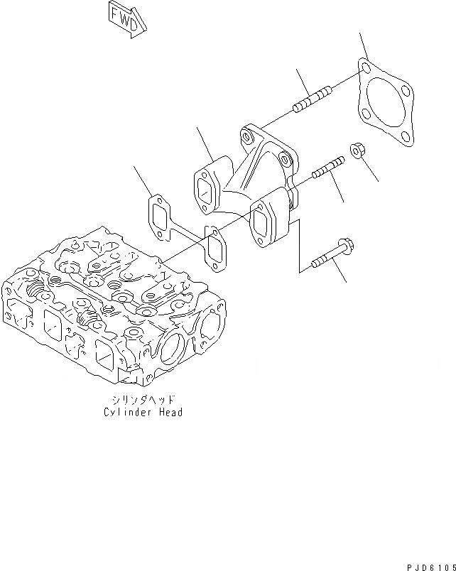 Схема запчастей Komatsu 2D68E-N3CB-MX - ВЫПУСКНОЙ КОЛЛЕКТОР(№N7-) ДВИГАТЕЛЬ