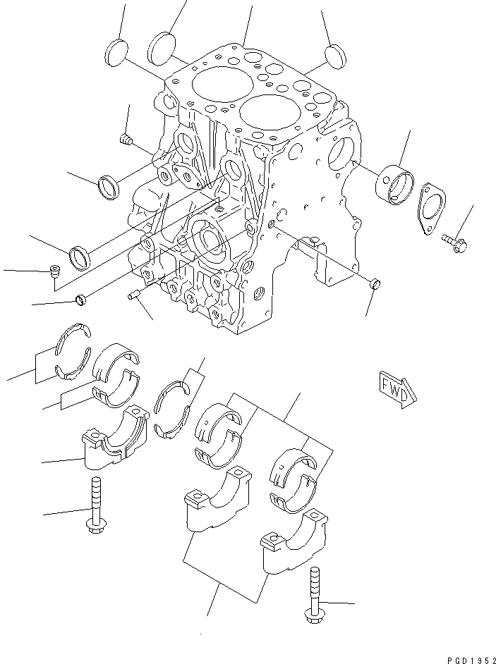 Схема запчастей Komatsu 2D68E-N3CB-MX - БЛОК ЦИЛИНДРОВ ДВИГАТЕЛЬ