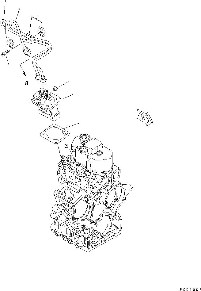 Схема запчастей Komatsu 2D68E-N3CB-MX - КРЕПЛЕНИЕ ТОПЛ. НАСОСА ДВИГАТЕЛЬ