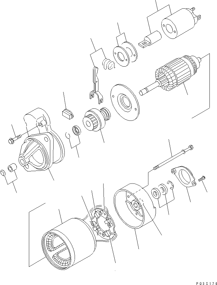 Схема запчастей Komatsu 2D68E-N3CB-MX - СТАРТЕР (.8KW) (ВНУТР. ЧАСТИ) ДВИГАТЕЛЬ