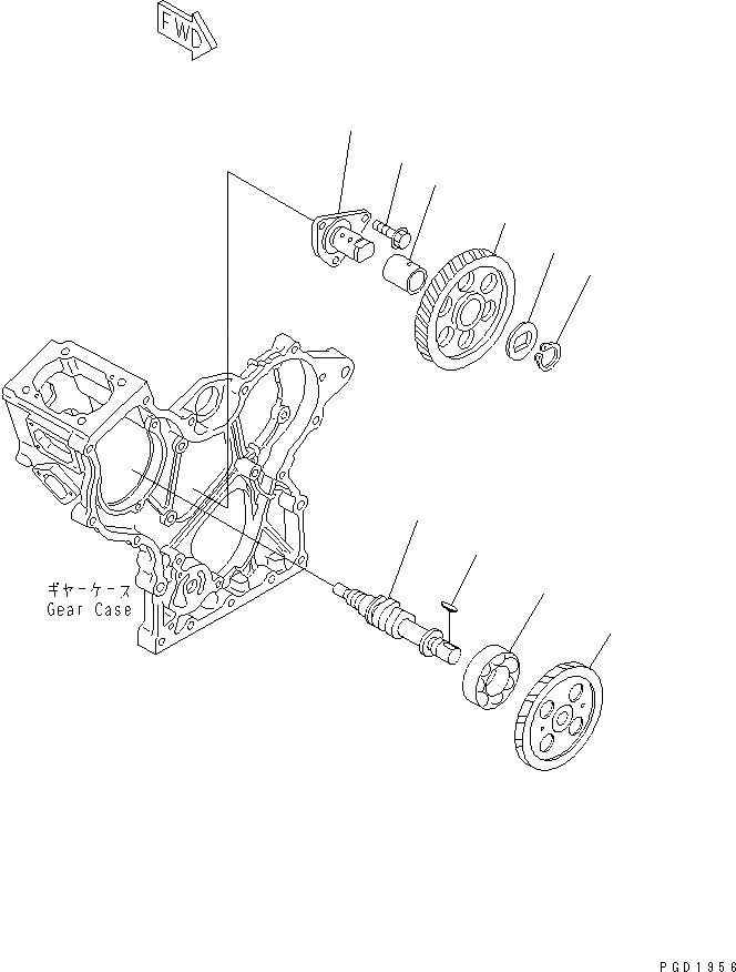 Схема запчастей Komatsu 2D68E-3B - ПРИВОД(№-) ДВИГАТЕЛЬ