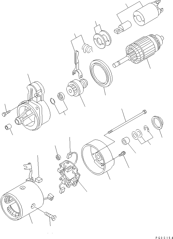 Схема запчастей Komatsu 2D68E-3B - СТАРТЕР (.8KW) (ВНУТР. ЧАСТИ)(№-) ДВИГАТЕЛЬ