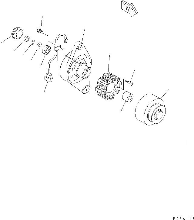 Схема запчастей Komatsu 2D68E-3C - ГЕНЕРАТОР (9A) (ВНУТР. ЧАСТИ) ДВИГАТЕЛЬ