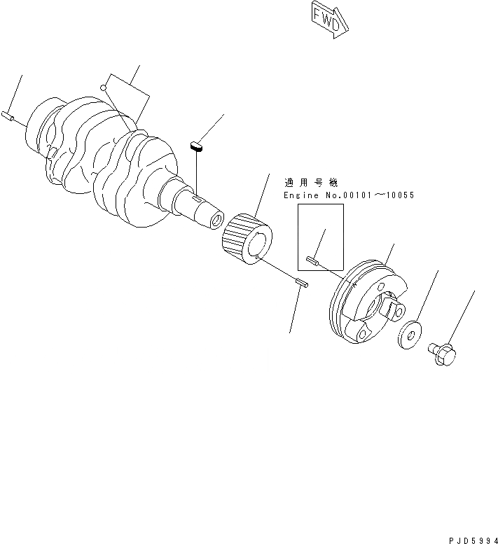 Схема запчастей Komatsu 2D68E-3A - КОЛЕНВАЛ ДВИГАТЕЛЬ