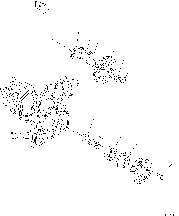 Схема запчастей Komatsu 2D68E-3A - ПРИВОД(№-) ДВИГАТЕЛЬ