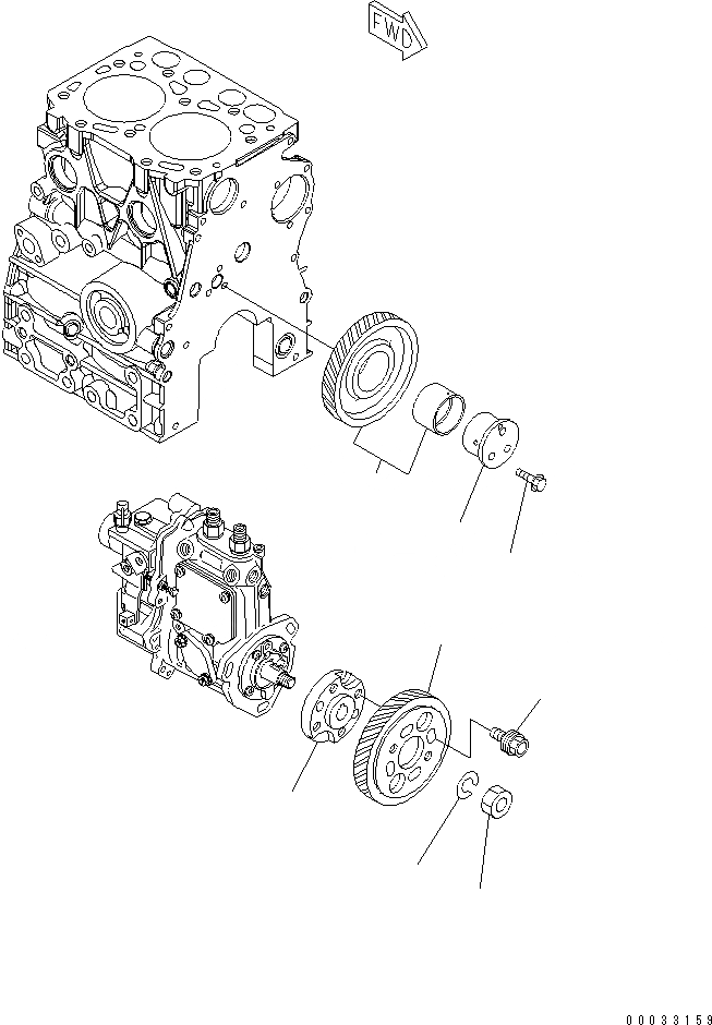 Схема запчастей Komatsu 2D70E-5S-BA - ПРИВОД ДВИГАТЕЛЬ