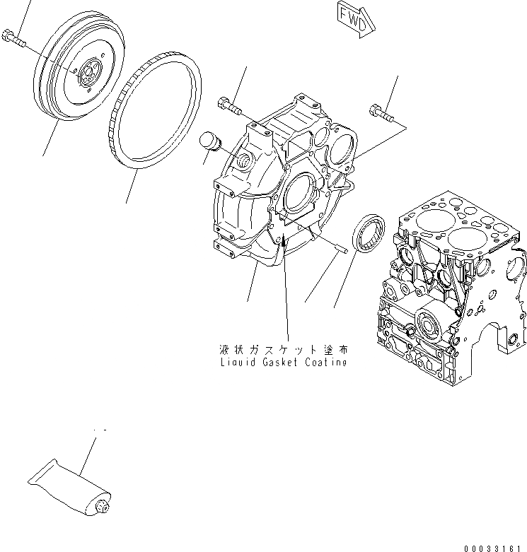 Схема запчастей Komatsu 2D70E-5S-BA - МАХОВИК И КАРТЕР МАХОВИКА ДВИГАТЕЛЬ