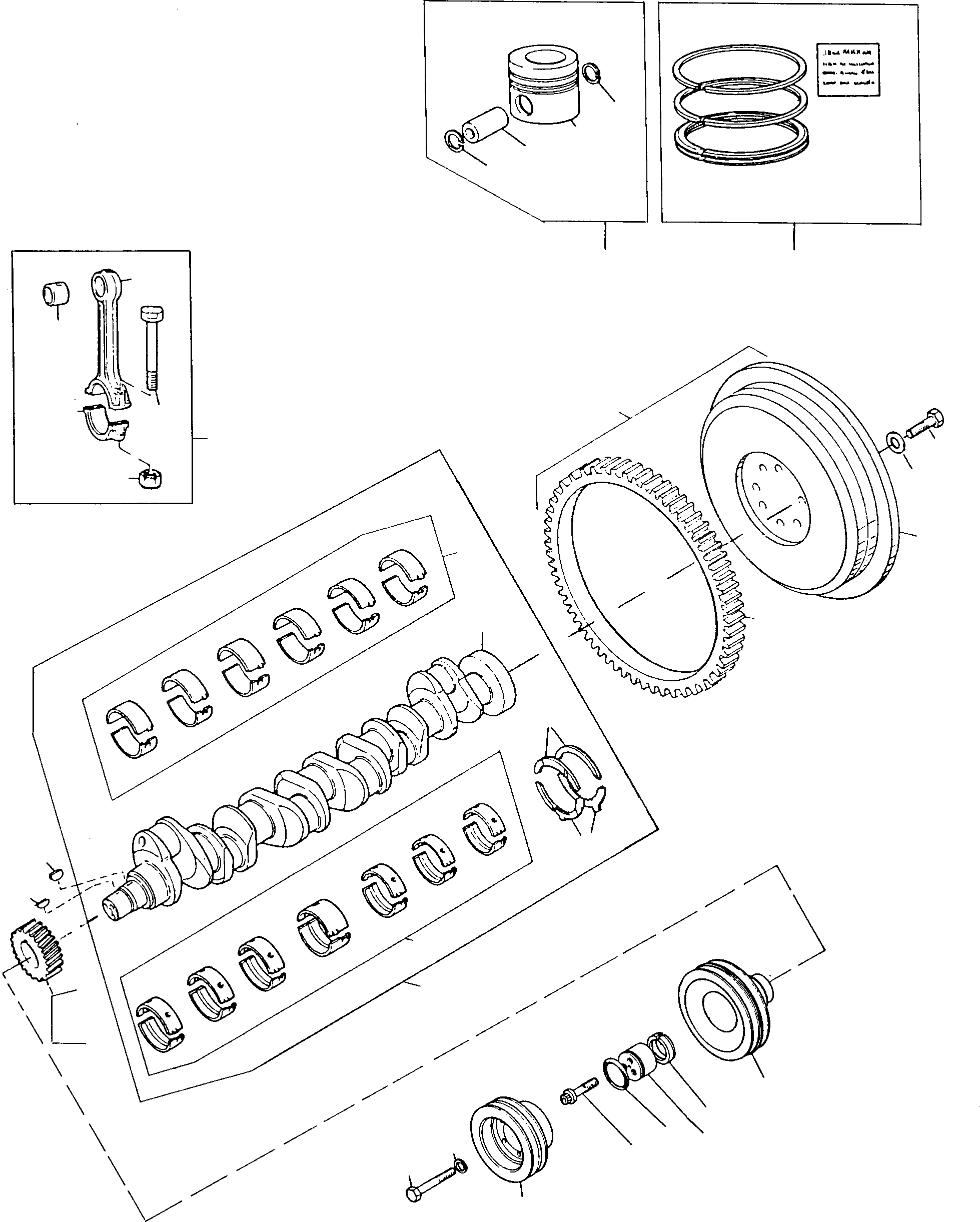 Схема запчастей Komatsu 35D - CRANK ASSEMBLY ДВИГАТЕЛЬ, АКСЕССУАРЫ И ЭЛЕКТРИЧ. СИСТЕМА