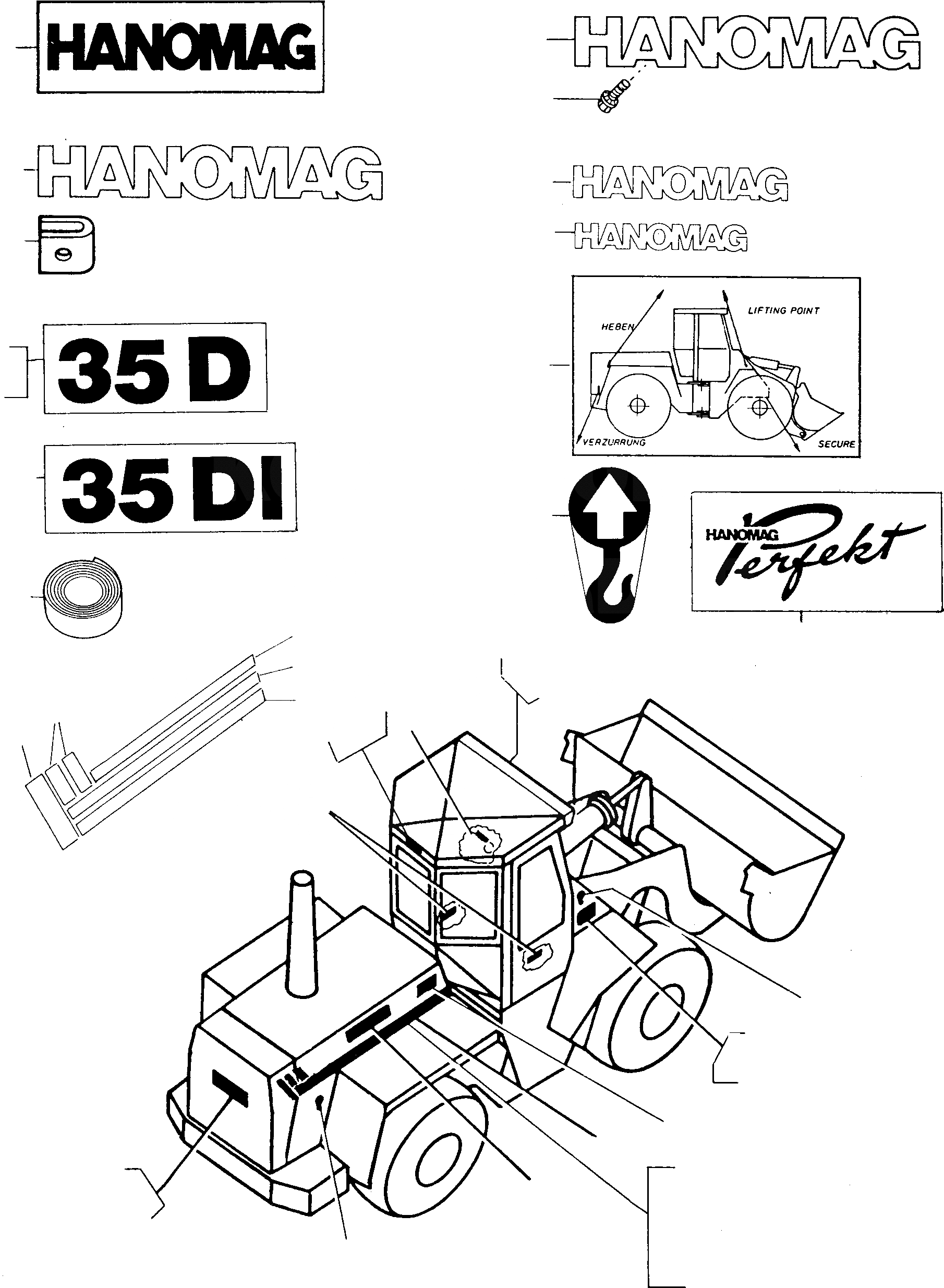 Схема запчастей Komatsu 35D - БУКВЕНН. ШАССИ И SUPERSTRUCTURE