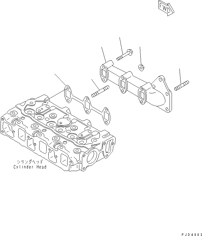 Схема запчастей Komatsu 3D68E-3K-MX - ВЫПУСКНОЙ КОЛЛЕКТОР(№-) ДВИГАТЕЛЬ