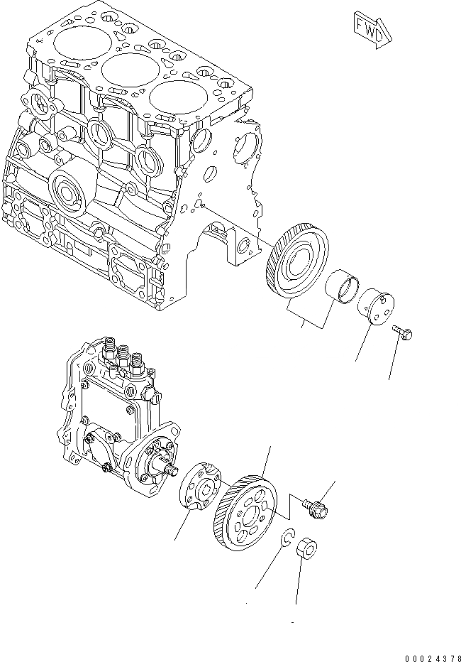 Схема запчастей Komatsu 3D76E-5N-MX - ПРИВОД ДВИГАТЕЛЬ