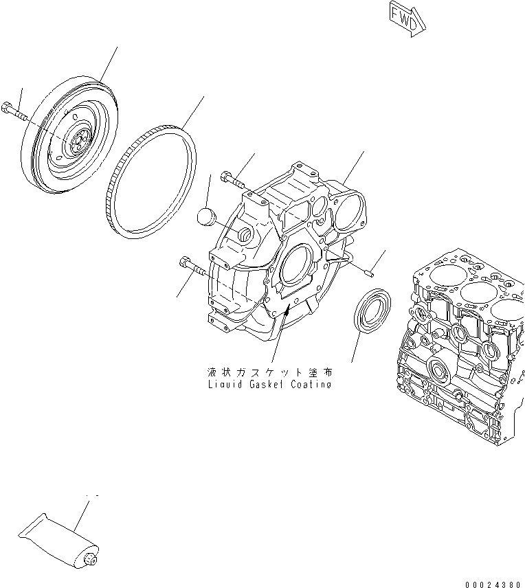 Схема запчастей Komatsu 3D76E-5N-MX - МАХОВИК И КАРТЕР МАХОВИКА ДВИГАТЕЛЬ