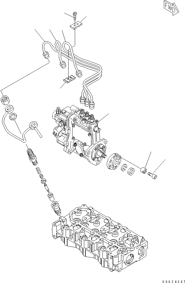 Схема запчастей Komatsu 3D76E-5N-MX - ТОПЛ. НАСОС И ТРУБЫ ДВИГАТЕЛЬ