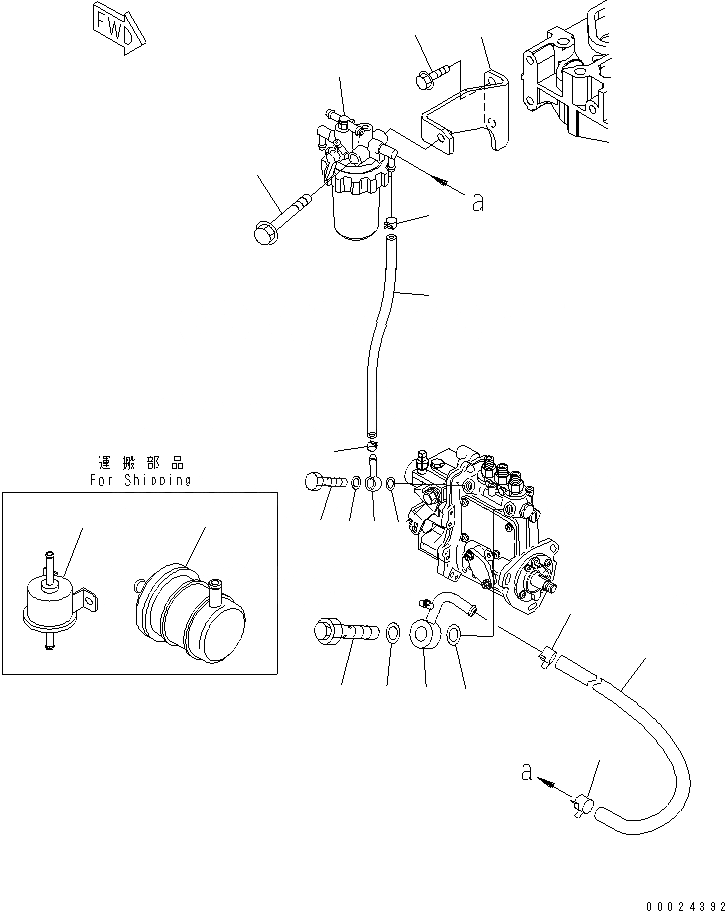 Схема запчастей Komatsu 3D76E-5N-MX - ТОПЛИВН. ФИЛЬТР. И ТРУБЫ ДВИГАТЕЛЬ