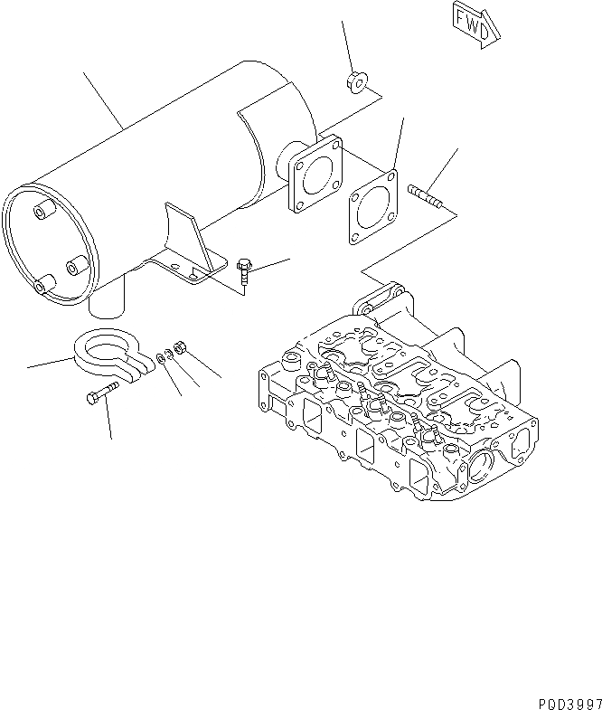 Схема запчастей Komatsu 3D82AE-3HC-MX - ГЛУШИТЕЛЬ(№8-) ДВИГАТЕЛЬ