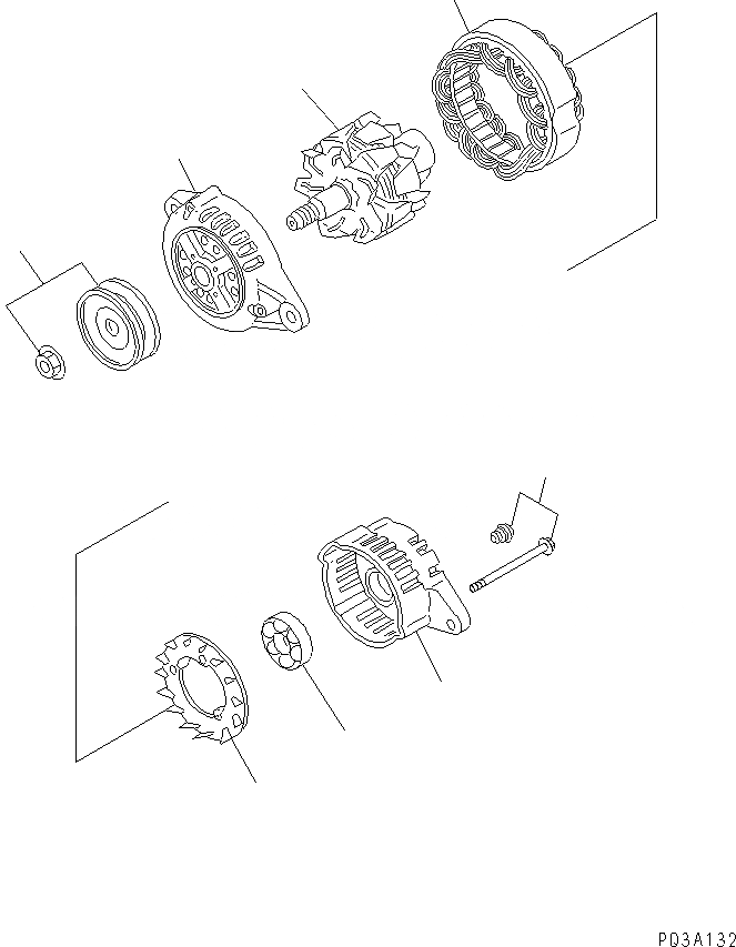 Схема запчастей Komatsu 3D82AE-3HC-MX - ГЕНЕРАТОР (A) (ВНУТР. ЧАСТИ)(№8-) ДВИГАТЕЛЬ