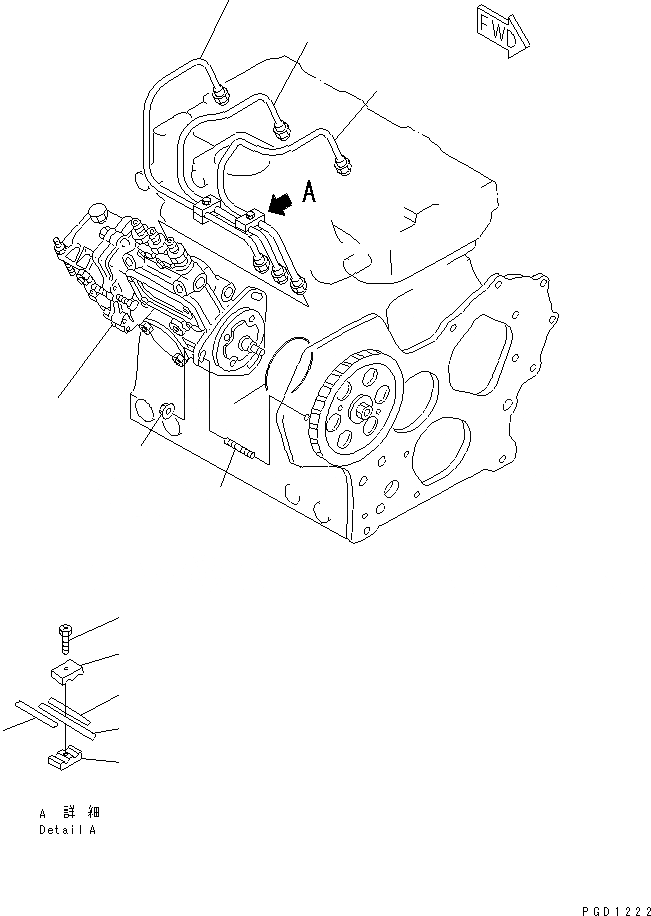 Схема запчастей Komatsu 3D84E-3LN-MX - ТОПЛ. НАСОС И ТРУБЫ(№97-) ДВИГАТЕЛЬ