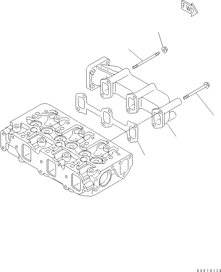 Схема запчастей Komatsu 3D88E-5P-MX - ВЫПУСКНОЙ КОЛЛЕКТОР ДВИГАТЕЛЬ