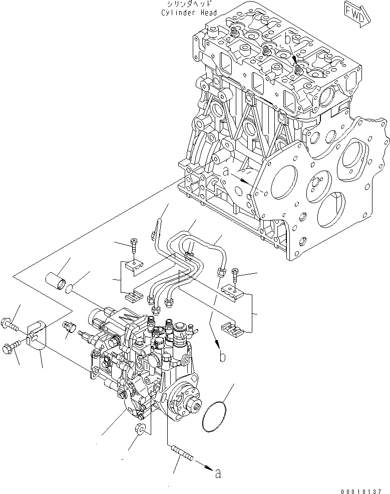 Схема запчастей Komatsu 3D88E-5P-MX - ТОПЛ. НАСОС И ТРУБЫ ДВИГАТЕЛЬ