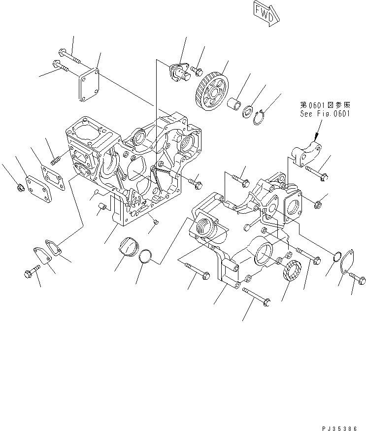 Схема запчастей Komatsu 3D72-2G - КОРПУС ШЕСТЕРЕНН. ПЕРЕДАЧИ И ПЕРЕДН. COVER(№7-) БЛОК ЦИЛИНДРОВ