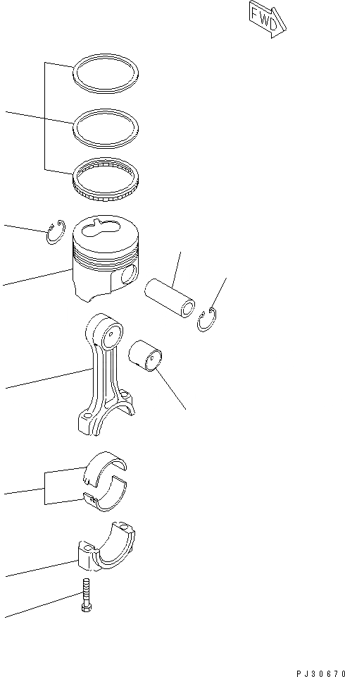 Схема запчастей Komatsu 3D72-2G - ПОРШЕНЬ И ШАТУН БЛОК ЦИЛИНДРОВ