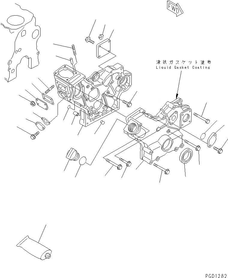 Схема запчастей Komatsu 3D74E-3C - ПЕРЕДН. COVER ДВИГАТЕЛЬ