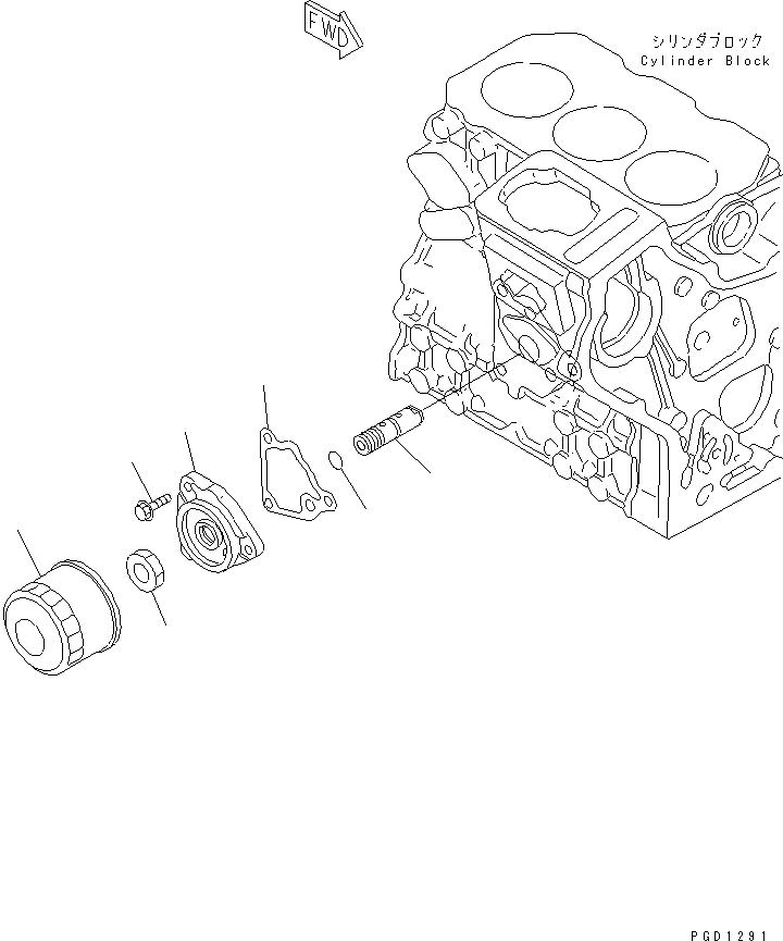 Схема запчастей Komatsu 3D74E-3C - МАСЛ. ФИЛЬТР ДВИГАТЕЛЬ