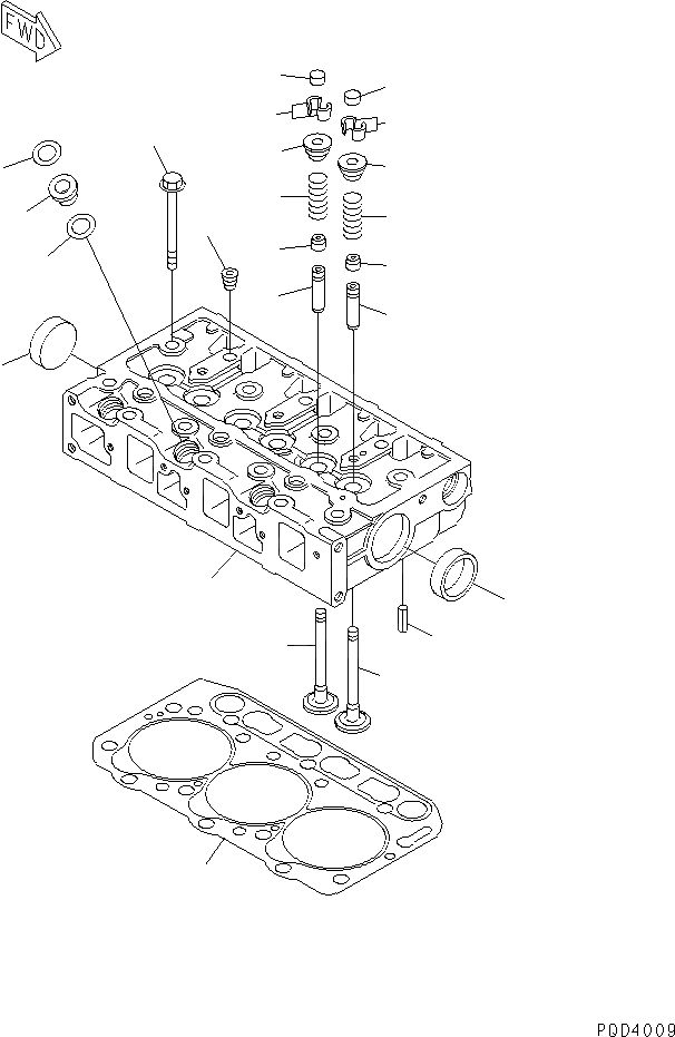 Схема запчастей Komatsu 3D74E-N3A - ГОЛОВКА ЦИЛИНДРОВ ДВИГАТЕЛЬ