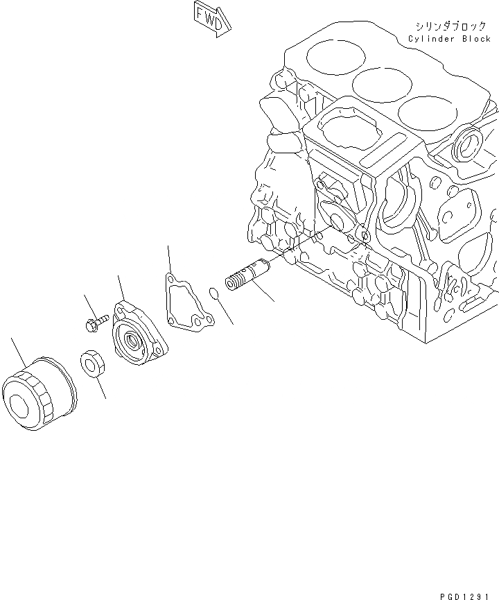 Схема запчастей Komatsu 3D74E-3C - МАСЛ. ФИЛЬТР ДВИГАТЕЛЬ