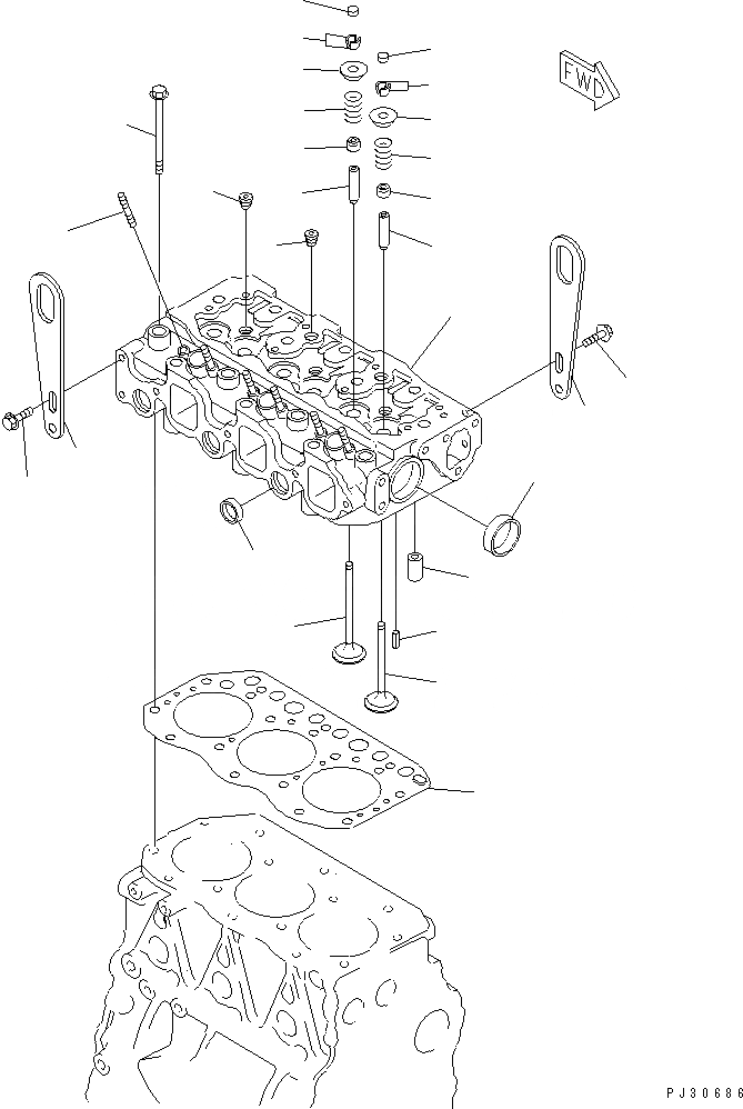 Схема запчастей Komatsu 3D75-2D - ГОЛОВКА ЦИЛИНДРОВ ГОЛОВКА ЦИЛИНДРОВ