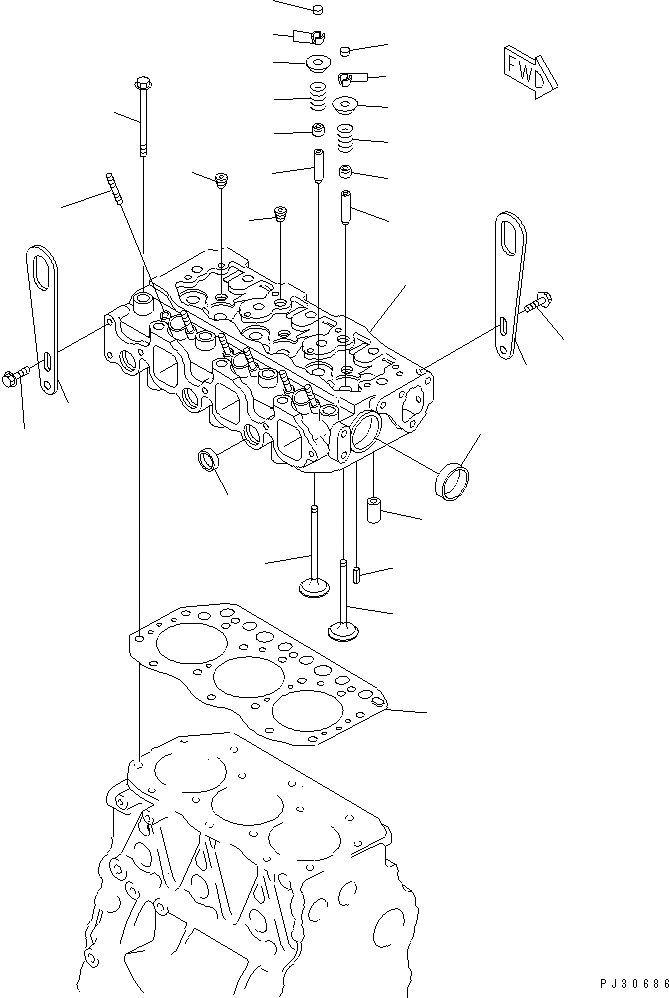 Схема запчастей Komatsu 3D75-2D - ГОЛОВКА ЦИЛИНДРОВ ГОЛОВКА ЦИЛИНДРОВ