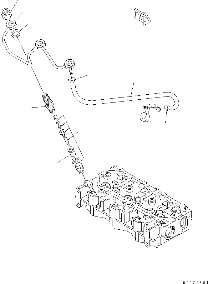 Схема запчастей Komatsu 3D76E-5N-BA - ТОПЛИВН. ФОРСУНКА И СЛИВНАЯ ТРУБКА ДВИГАТЕЛЬ