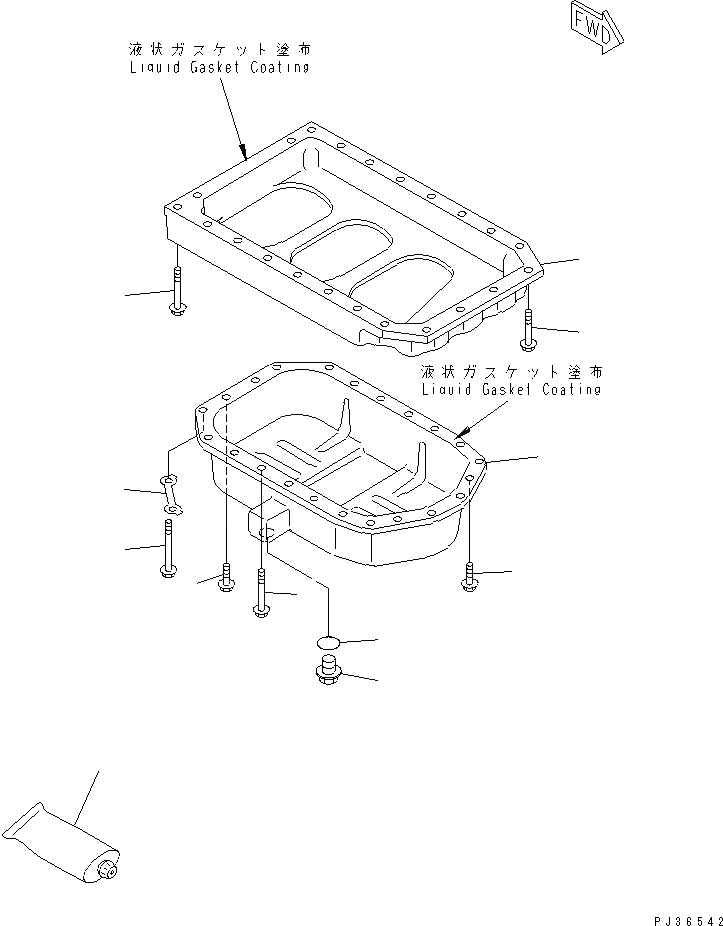 Схема запчастей Komatsu 3D78-1F - МАСЛЯНЫЙ ПОДДОН(№-) БЛОК ЦИЛИНДРОВ