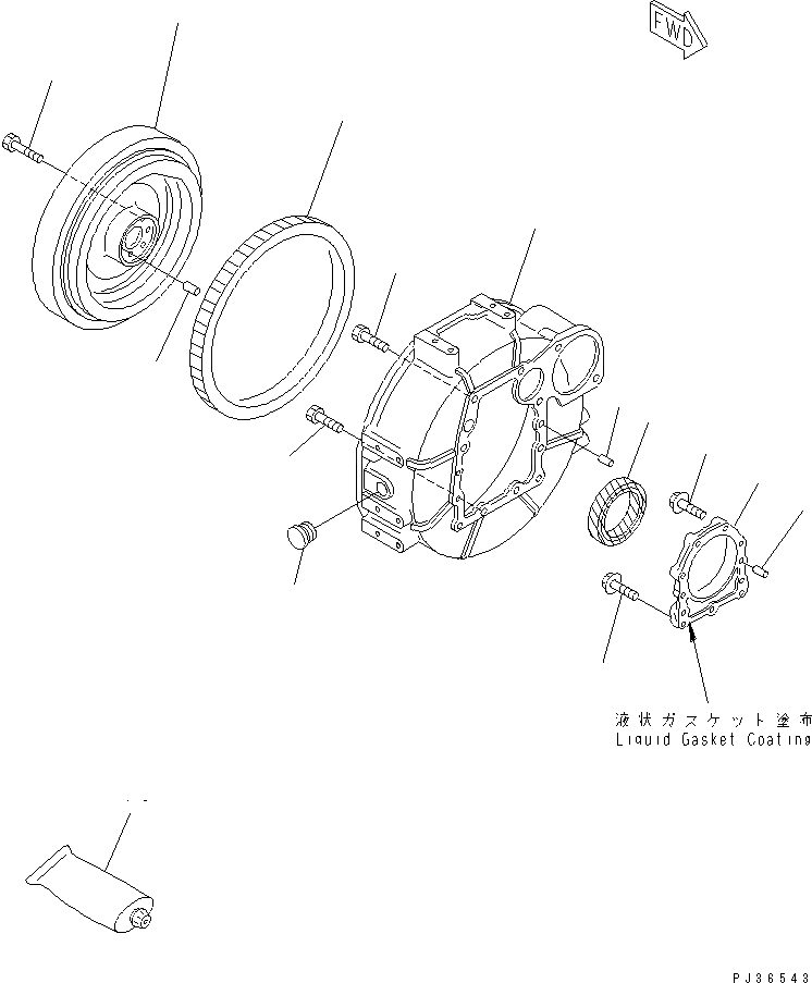 Схема запчастей Komatsu 3D78-1F - МАХОВИК И КАРТЕР МАХОВИКА(№-) БЛОК ЦИЛИНДРОВ