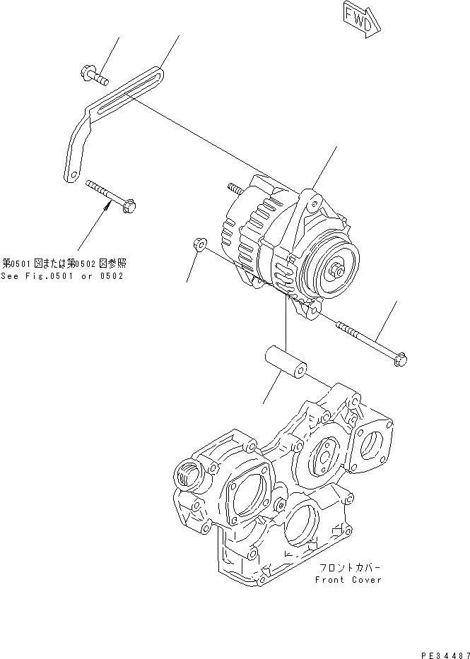 Схема запчастей Komatsu 3D78AE-3C - ГЕНЕРАТОР И КРЕПЛЕНИЕ (A) ЭЛЕКТРИКА