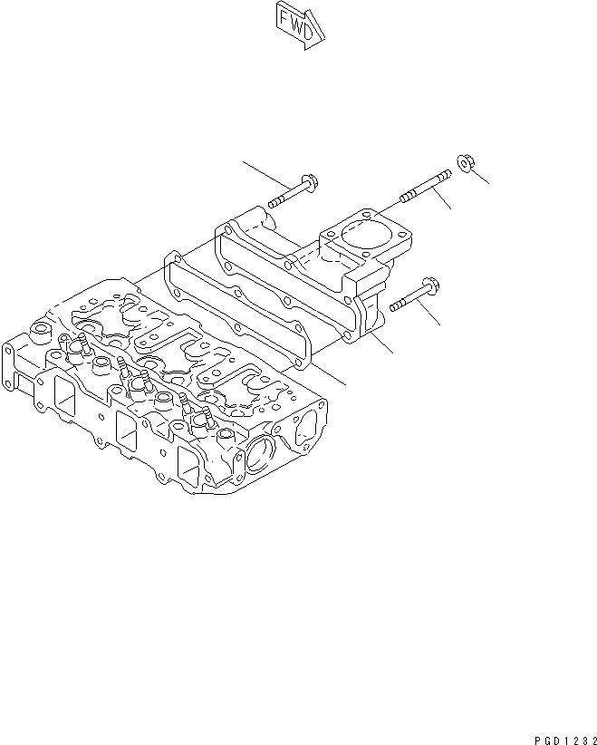 Схема запчастей Komatsu 3D82AE-3F - ВЫПУСКНОЙ КОЛЛЕКТОР ДВИГАТЕЛЬ