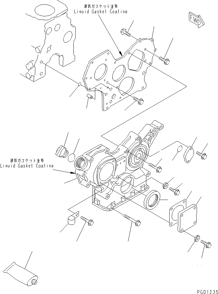 Схема запчастей Komatsu 3D82AE-3F - ПЕРЕДН. COVER ДВИГАТЕЛЬ