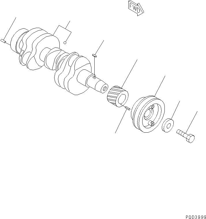 Схема запчастей Komatsu 3D82AE-3HC - КОЛЕНВАЛ(№8-) ДВИГАТЕЛЬ