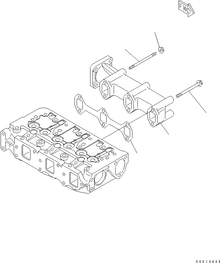 Схема запчастей Komatsu 3D82AE-5P-CB - ВЫПУСКНОЙ КОЛЛЕКТОР ДВИГАТЕЛЬ