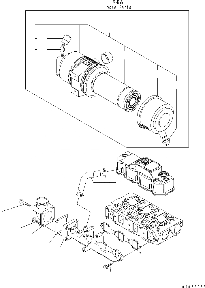 Схема запчастей Komatsu 3D82AE-6BM-DA - ТРУБОПРОВОД ВПУСКА ВОЗДУХА¤ВОЗДУХООЧИСТИТЕЛЬ И ТРУБЫ ДВИГАТЕЛЬ