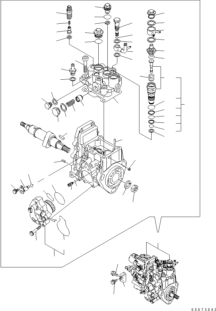 Схема запчастей Komatsu 3D82AE-6BM-DA - ТОПЛ. НАСОС (НАСОС) (ВНУТР. ЧАСТИ) (/) ДВИГАТЕЛЬ