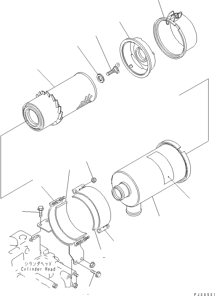 Схема запчастей Komatsu 3D84-1F - ВОЗДУХООЧИСТИТЕЛЬ И КРЕПЛЕНИЕ (ОДИНОЧН. ЭЛЕМЕНТ) ГОЛОВКА ЦИЛИНДРОВ