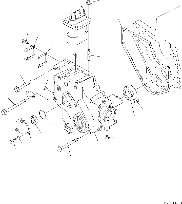 Схема запчастей Komatsu 3D84-1F - ПЕРЕДН. COVER БЛОК ЦИЛИНДРОВ