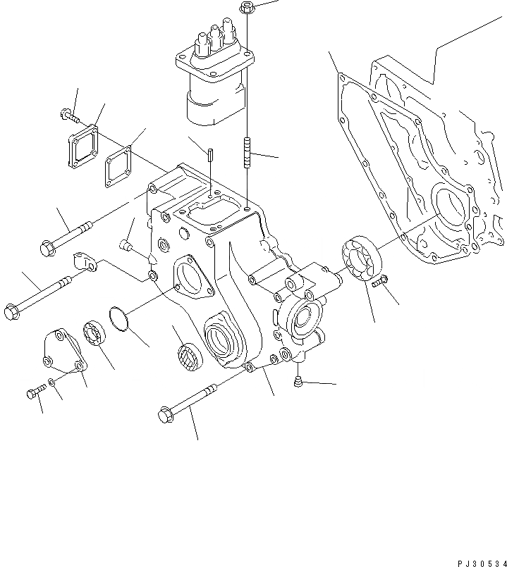 Схема запчастей Komatsu 3D84-1GA-U - ПЕРЕДН. COVER БЛОК ЦИЛИНДРОВ