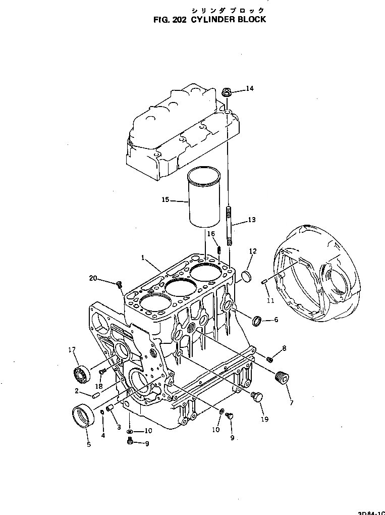 Схема запчастей Komatsu 3D84-1C - БЛОК ЦИЛИНДРОВ БЛОК ЦИЛИНДРОВ