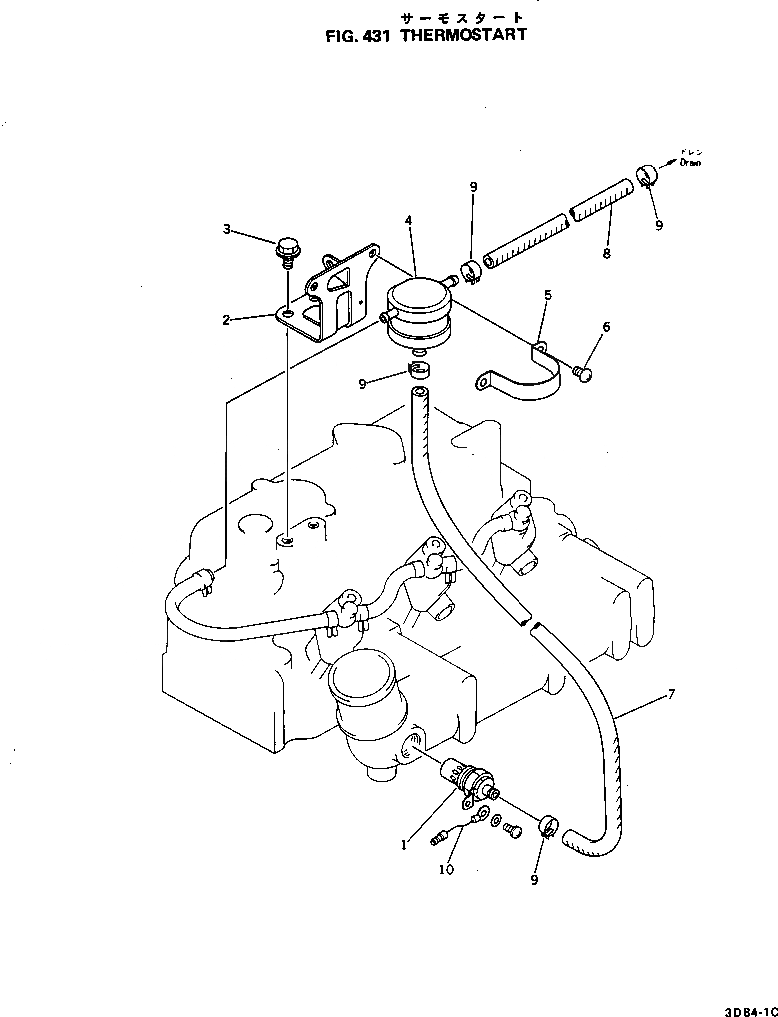 Схема запчастей Komatsu 3D84-1C - ТЕРМОСТАТRT ТОПЛИВН. СИСТЕМА
