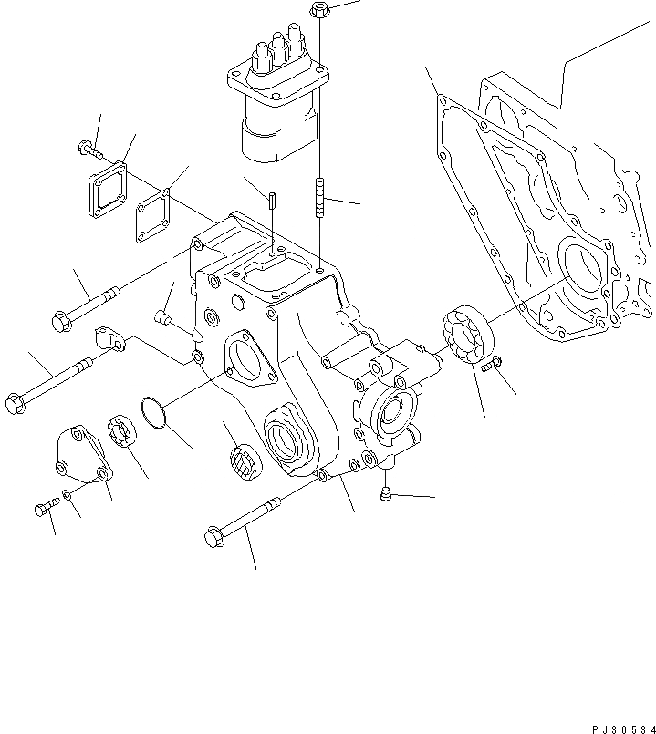 Схема запчастей Komatsu 3D84-1F - ПЕРЕДН. COVER БЛОК ЦИЛИНДРОВ