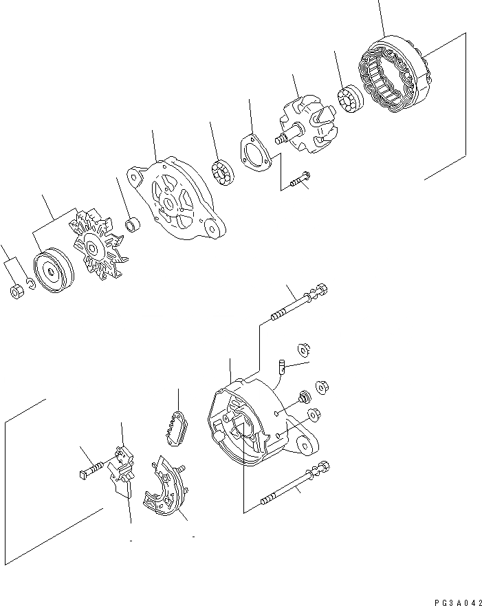 Схема запчастей Komatsu 3D84-1F - ГЕНЕРАТОР ЭЛЕКТРИКА